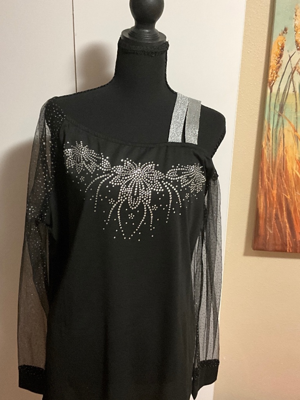 Women’s black cotton blend blouse-XL